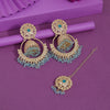 Sky Blue Color Kundan Earrings With Maang Tikka (KDTE563SBLU)