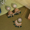 Green Color Kundan Earrings With Maang Tikka (KDTE569GRN