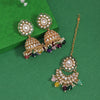 Multi Color Kundan Earrings With Maang Tikka (KDTE569MLT