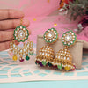 Multi Color Kundan Earrings With Maang Tikka (KDTE569MLT