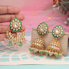 Pink & Pista Green Color Kundan Earrings With Maang Tikka (KDTE569PNKPGRN