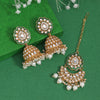 White Color Kundan Earrings With Maang Tikka (KDTE569WHT