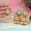 White Color Kundan Earrings With Maang Tikka (KDTE569WHT