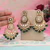 Green Color Kundan Earrings With Maang Tikka (KDTE570GRN