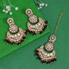 Maroon Color Kundan Earrings With Maang Tikka (KDTE570MRN