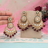 Maroon Color Kundan Earrings With Maang Tikka (KDTE570MRN