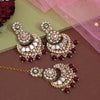 Maroon Color Kundan Earrings With Maang Tikka (KDTE570MRN