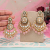 Pink Color Kundan Earrings With Maang Tikka (KDTE570PNK