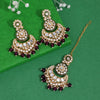 Purple Color Kundan Earrings With Maang Tikka (KDTE570PRP