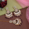 Purple Color Kundan Earrings With Maang Tikka (KDTE570PRP