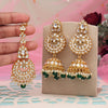 Green Color Kundan Earrings With Maang Tikka (KDTE571GRN