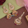 Multi Color Kundan Earrings With Maang Tikka (KDTE571MLT