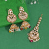 Multi Color Kundan Earrings With Maang Tikka (KDTE571MLT