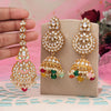 Multi Color Kundan Earrings With Maang Tikka (KDTE571MLT