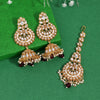 Maroon Color Kundan Earrings With Maang Tikka (KDTE571MRN