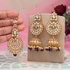 Maroon Color Kundan Earrings With Maang Tikka (KDTE571MRN