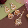 Pink Color Kundan Earrings With Maang Tikka (KDTE571PNK