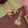 Purple Color Kundan Earrings With Maang Tikka (KDTE571PRP