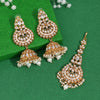 White Color Kundan Earrings With Maang Tikka (KDTE571WHT