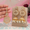 White Color Kundan Earrings With Maang Tikka (KDTE571WHT