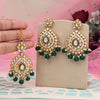 Green Color Kundan Earrings With Maang Tikka (KDTE572GRN