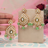 Pink & Pista Green Color Kundan Earrings With Maang Tikka (KDTE572PNKPGRN