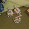 Pink & Pista Green Color Kundan Earrings With Maang Tikka (KDTE572PNKPGRN