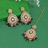 Purple Color Kundan Earrings With Maang Tikka (KDTE572PRP