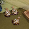 Purple Color Kundan Earrings With Maang Tikka (KDTE572PRP