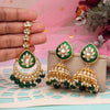 Green Color Kundan Earrings With Maang Tikka (KDTE573GRN