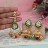 Multi Color Kundan Earrings With Maang Tikka (KDTE573MLT