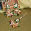 Multi Color Kundan Earrings With Maang Tikka (KDTE573MLT