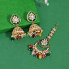 Multi Color Kundan Earrings With Maang Tikka (KDTE573MLT