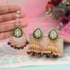 Maroon Color Kundan Earrings With Maang Tikka (KDTE573MRN