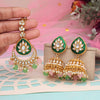 Pink & Pista Green Color Kundan Earrings With Maang Tikka (KDTE573PNKPGRN