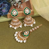 White Color Kundan Earrings With Maang Tikka (KDTE573WHT