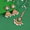 White Color Kundan Earrings With Maang Tikka (KDTE573WHT