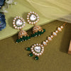 Green Color Kundan Earrings With Maang Tikka (KDTE574GRN