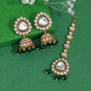 Green Color Kundan Earrings With Maang Tikka (KDTE574GRN