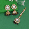 Maroon Color Kundan Earrings With Maang Tikka (KDTE574MRN