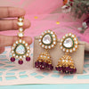 Purple Color Kundan Earrings With Maang Tikka (KDTE574PRP