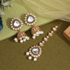 White Color Kundan Earrings With Maang Tikka (KDTE574WHT