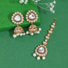 White Color Kundan Earrings With Maang Tikka (KDTE574WHT