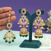 Green Color Kundan Earrings With Maang Tikka (KDTE575GRN)