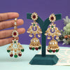 Maroon & Green Color Kundan Earrings With Maang Tikka (KDTE575MG)