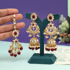 Maroon Color Kundan Earrings With Maang Tikka (KDTE575MRN)