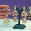 Pista Green Color Kundan Earrings With Maang Tikka (KDTE575PGRN)