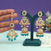 Turquoise Blue Color Kundan Earrings With Maang Tikka (KDTE575TBLU)