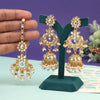 White Color Kundan Earrings With Maang Tikka (KDTE575WHT)