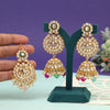 Pink & Pista Green Color Kundan Earrings With Maang Tikka (KDTE576PNKPGRN)